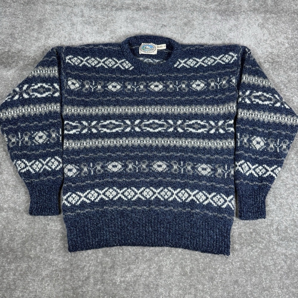 Environmental Clothing Co Sweater Men's Large Blue Wool Blend Crew Neck‎
